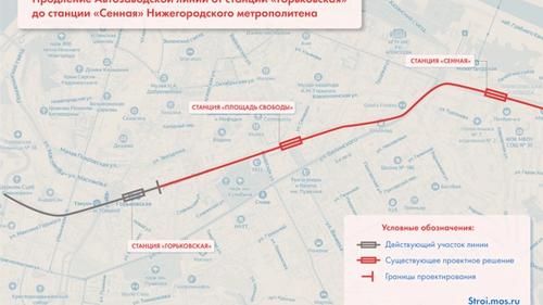 Строящаяся линия метро в центре Нижнего Новгорода