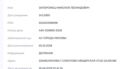 Николай Запорожец в черном списке ЦБ РФ
